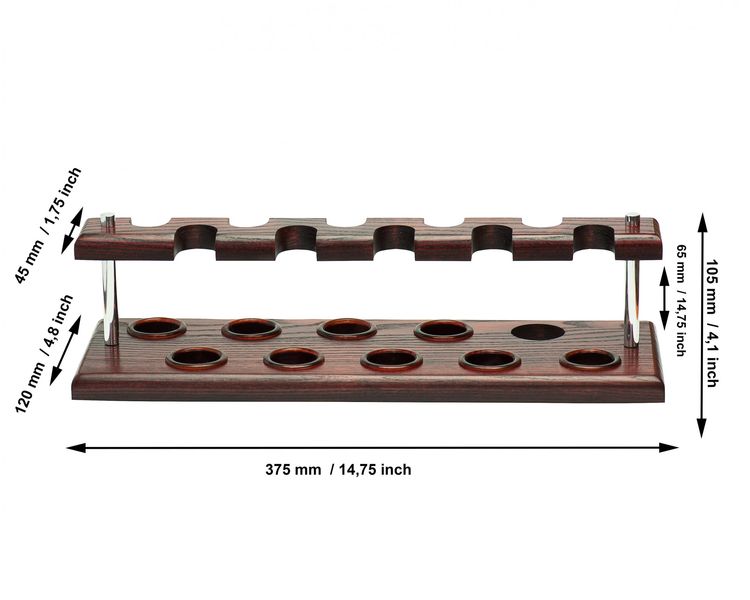 Дерев'яна підставка для 10 трубок двостороння  KAF10New фото